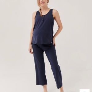 pact organic cotton maternity pajamas in Navy - size Large (L)